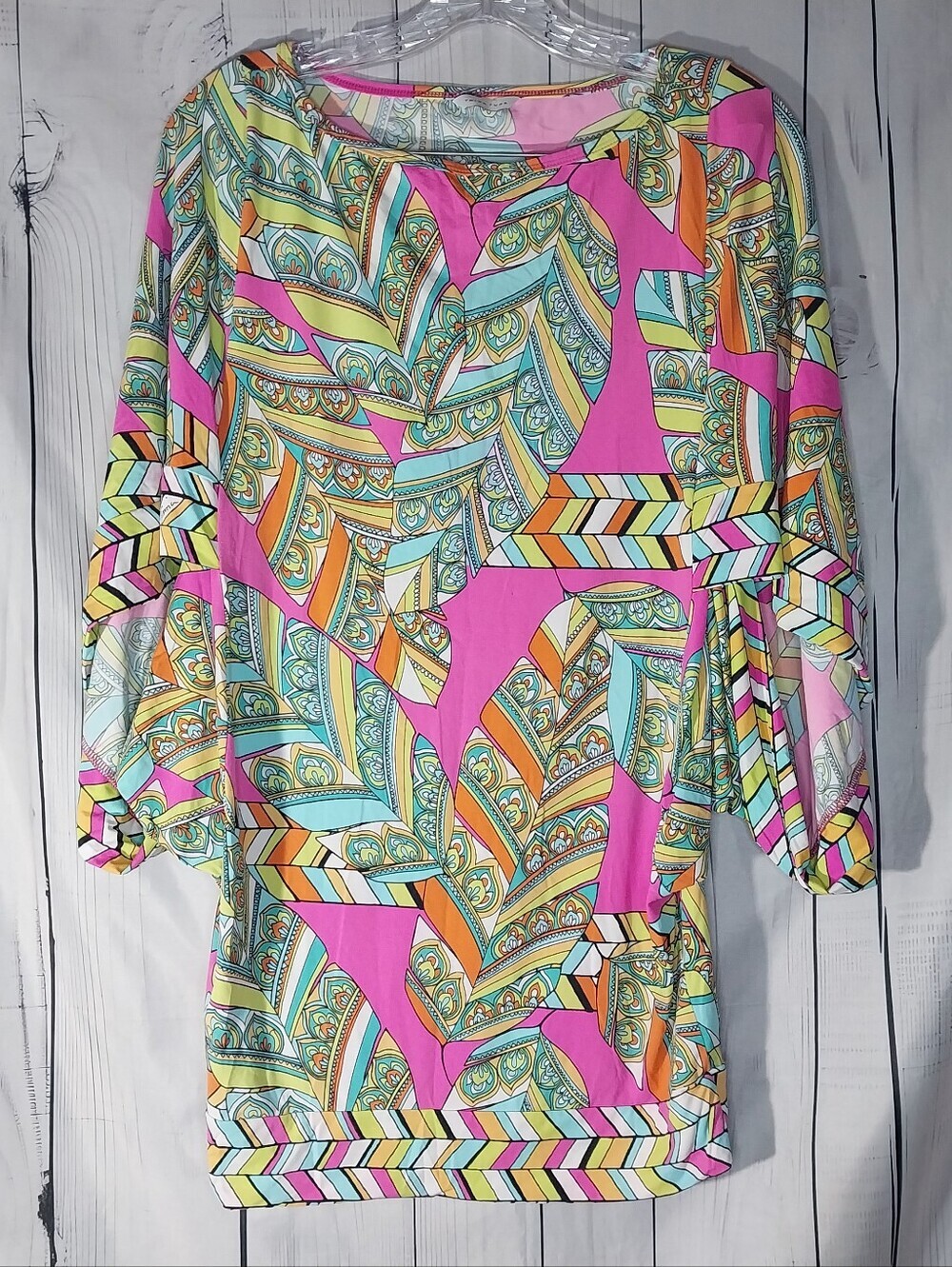 Trina Turk Tuvalu Tunic Swim Cover Kaftan Tropical ResortWear Vacation Dress